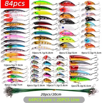 Смешанные наборы рыболовных приманок, приманка Minnow Popper, приманка для окуня, набор воблеров, реалистичная искусственная рыболовная приманка, снасти