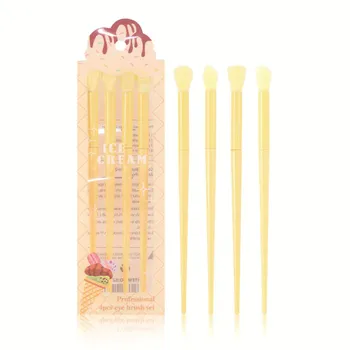 Инструменты для ухода за лицом, набор из 4 кистей для макияжа, портативный дорожный набор для начинающих, набор кистей для теней для век синий