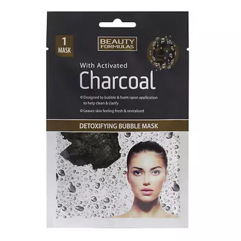 BEAUTY FORMULAS Маска для лица пузырьковая очищающая с активированным углём Charcoal Detoxifying Bubble Mask
