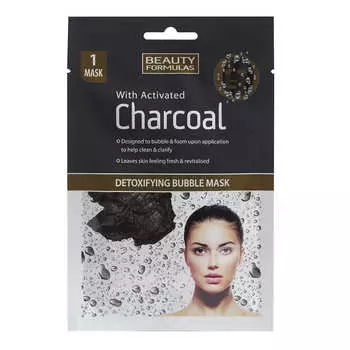 BEAUTY FORMULAS Маска для лица пузырьковая очищающая с активированным углём Charcoal Detoxifying Bubble Mask