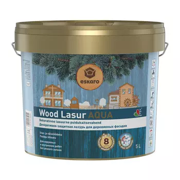 Лак акрилатный для деревянных фасадов Eskaro Wood Lasur Aqua бесцветный 5 л полуматовый