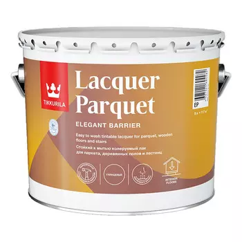 Лак алкидно-уретановый паркетный Tikkurila/Tikkivala Lacquer Parquet глянцевый бесцветный 9 л