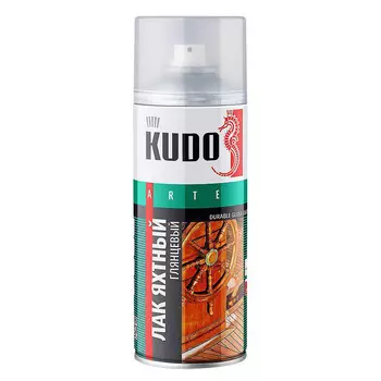 Лак алкидно-уретановый яхтный аэрозольный Kudo Arte бесцветный 520 мл глянцевый