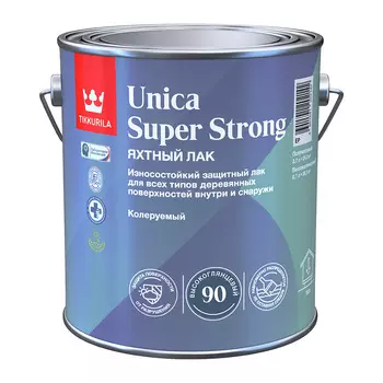 Лак алкидно-уретановый яхтный Tikkurila Unica Super Strong основа EP бесцветный 2,7 л высокоглянцевый