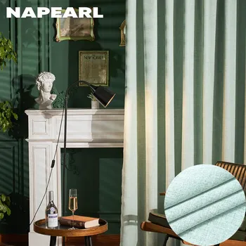 1 шт. NAPEARL, сплошной цвет, имитация льна, оконная тюль, занавеска для гостиной, прозрачная занавеска, занавеска для кухни, двери, спальни W100cm x L130cm синий