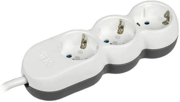 Удлинитель IEK WYP53-16-03-D15-Z 3х1.5м с заземл. 16А IP20 Uno У03 2P+PE 250В 3х1.5