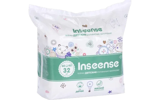 Пеленки Inseense детские одноразовые 60х40 см, 32 шт