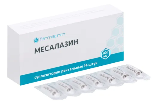 Месалазин 500 мг, 14 шт, суппозитории ректальные