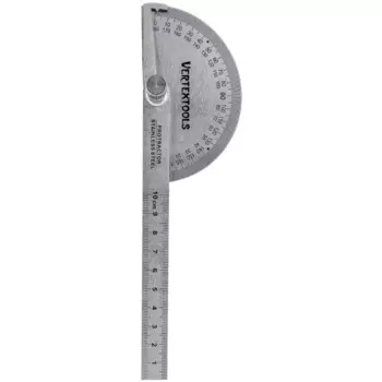 Линейка измерительная стальная с транспортиром Vertextools 3040-90-150 150 мм