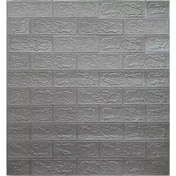 Листовая панель ПВХ мягкая 3D Кирпич серый металлик 770x700x4 мм 0.539 м