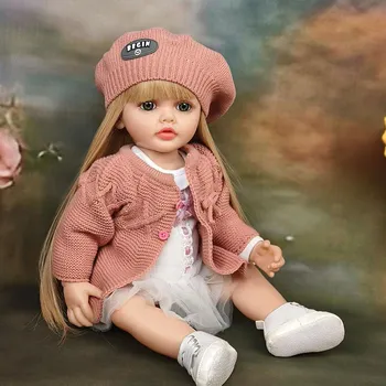 Очаровательная кукла Betty Reborn для детей от 3 лет и старше, 22 дюйма, 55 см, силиконовая, на все тело, с длинными наклеенными волосами, принцесса, реалистичная кукла для новорожденных, игрушки brown hair