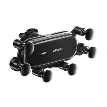 Essager Six Points Gravity Автомобильный держатель для телефона Вентиляционный зажим GPS-крепление Подставка для IPhone 14 Samsung Xiaomi Держатель для смартфона Поддержка type1 чёрный