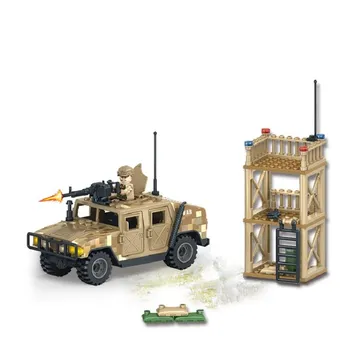 Армия США Hummer сторожевой пост SWAT Guns Военное оружие Минифигурки Блоки Кирпичи Классические модели Строительные наборы Детские развивающие игрушки