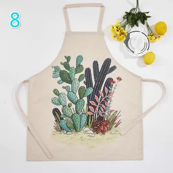 Фартук с рисунком из мультфильма, полиэстер, кулинария, кухня, ресторан, кактус, мясистый, зеленый, модный фартук с растениями 1