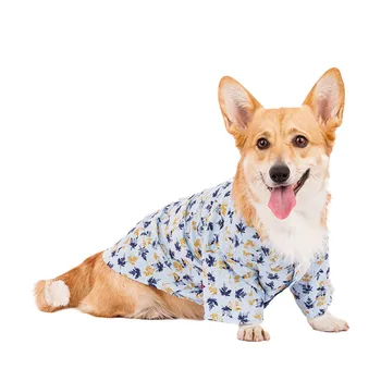 Petmax Рубашка для собак, 2XL, голубая с листочками (унисекс)