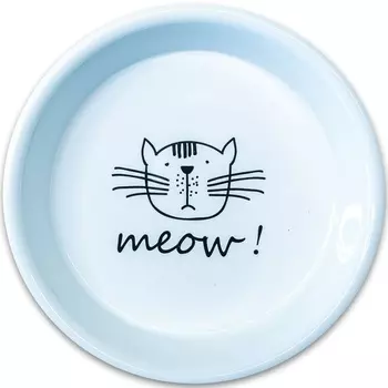 Mr.Kranch миска "MEOW" керамическая для кошек, белая (200 мл)