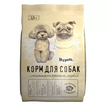 Mypets сухой корм для собак миниатюрных пород с телятиной и олениной (1.5 кг)