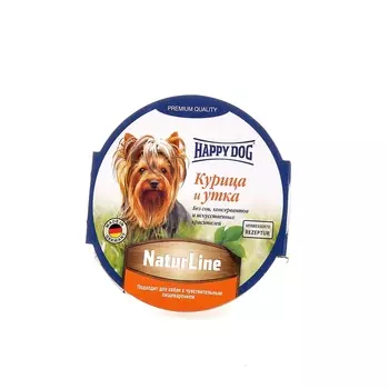 Happy dog нежный мясной паштет с уткой и курицей для собак (85 г)