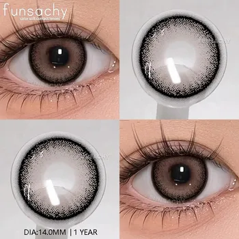 FUNSACHY 2 шт. Синие контактные линзы для глаз, натуральная красота, цветные линзы, косметика для учеников, ежегодное использование