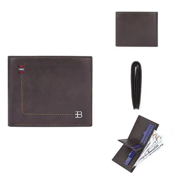 Baellerry мужские модные короткие кошельки винтажный дизайн визитница из искусственной кожи тройной кошелек кошелек сумки для денег 12*9.5*2cm чёрный