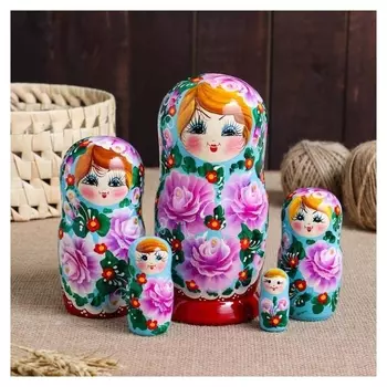 Матрешка 5-ти кукольная "Евгения"розы, 17-18см
