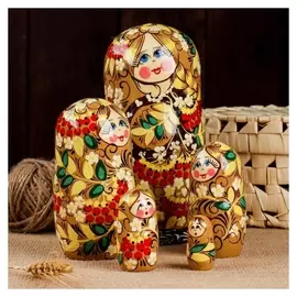 Матрешка 5-ти кукольная "Рябинка", 9х16,5-18 см