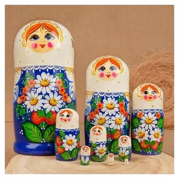 Матрёшка «Глаша»,синий сарафан, 9 кукольная, 23см