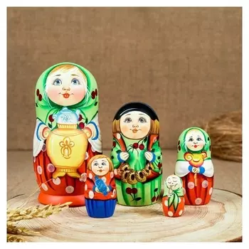 Матрёшка «Мордашка», самовар, 5 кукольная, люкс