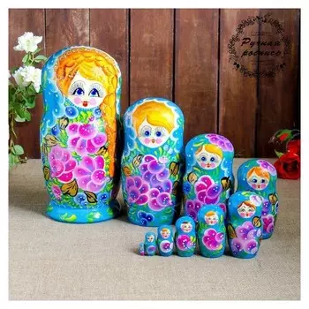 Матрёшка «Русская краса», голубое платье, 10 кукольная, 26 см