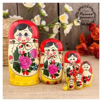Матрёшка «Семёновская», красный платок, 7 кукольная, 17 см