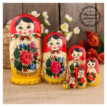 Матрёшка «Семёновская», красный платок, 7 кукольная, 20-22см