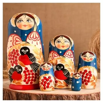 Матрёшка "Снегири", 5-ти кукольная, 17 см, ручная работа