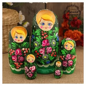 Матрёшка «София», тёмно-зелёный платок, 5 кукольная, 17 см