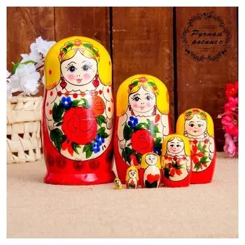Матрёшка «Сударушка», жёлтый платок, 7 кукольная, 17 см