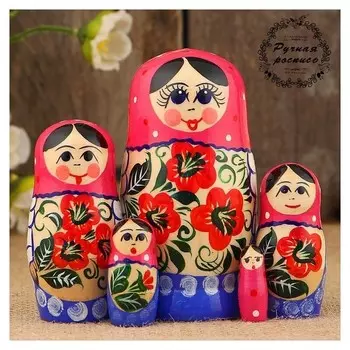 Матрёшка «Василиса», красно-розовый 5 кукольная, 12 см