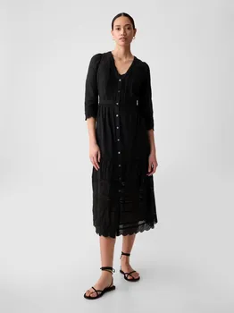 Кружевное платье миди Gap, черный
