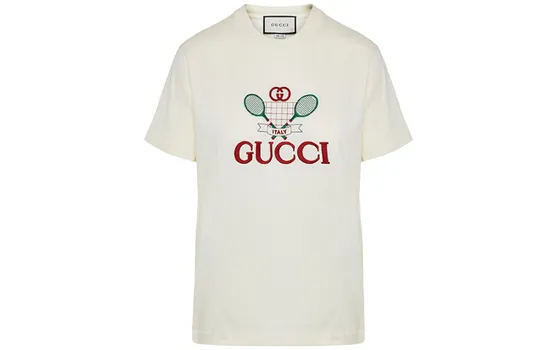 Футболка женская Gucci с рисунком, белый / красный / зеленый