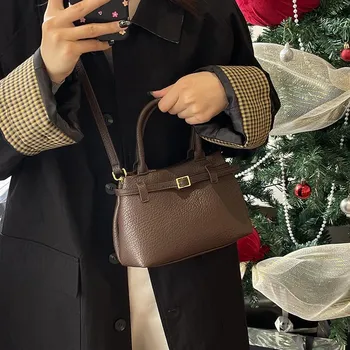 Французская ретро-сумка женская Niche Mini Soft Leather Portable Shoulder Messenger Bag Small Bag красный
