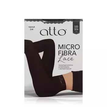 Женские колготки с ажурным поясом Atto Microfibra Lace 100den Черный 3 размер