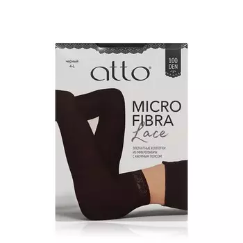 Женские колготки с ажурным поясом Atto Microfibra Lace 100den Черный 4 размер