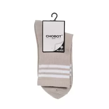 Женские спортивные носки Chobot " Три полоски " Бежевый / Белый р.25