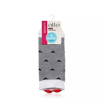 Женские укороченные носки Atto Beauty , Полоски , Белый , р.23-25