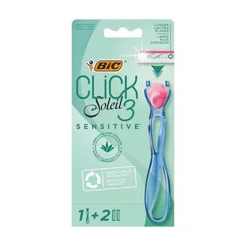 Женский станок для бритья Bic Soleil Click 3 " Sensitive " + 2 сменные кассеты