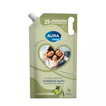 Жидкое мыло Aura Family " Олива и сок алоэ " дой-пак 1000мл