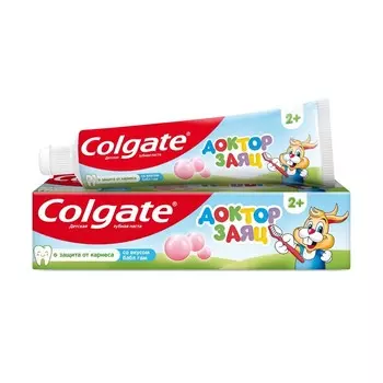 Детская зубная паста Colgate Доктор заяц со вкусом Бабл Гам 2+ 50мл