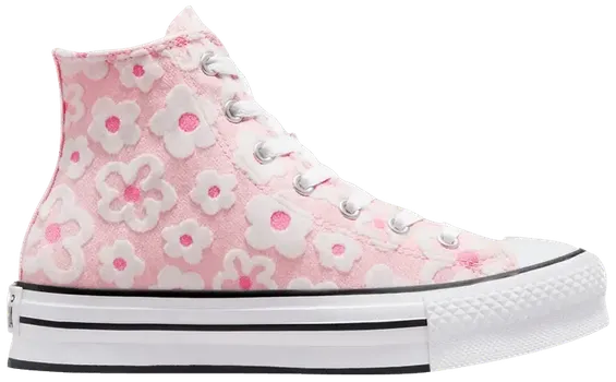 Кроссовки Converse Chuck Taylor All Star Lift Platform High GS 'Floral Embroidery - Donut Glaze', розовый