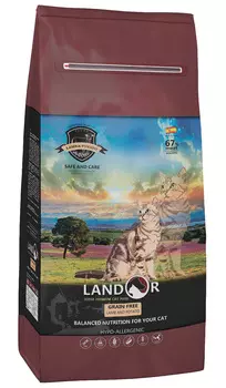 Landor Cat Adult Grain Free Hairball &amp; Weight Control беззерновой диетический для взрослых кошек для вывода шерсти с ягненком и бататом (2 кг)