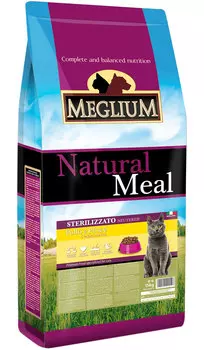 Meglium Neutered Cat для взрослых кастрированных котов и стерилизованных кошек с курицей и рыбой (0,4 кг)