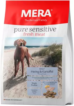 Mera Pure Sensitive Fresh Meat Dog Adult Hering &amp; Kartoffel беззерновой для взрослых собак всех пород с чувствительным пищеварением с сельдью и картофелем (1 кг)