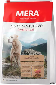 Mera Pure Sensitive Fresh Meat Dog Adult Rind &amp; Kartoffel беззерновой для взрослых собак всех пород с чувствительным пищеварением с говядиной и картофелем (1 кг)